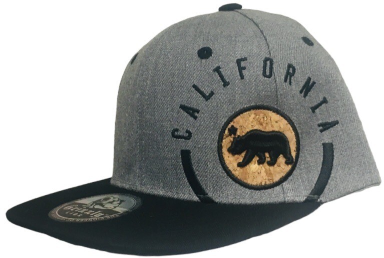 California Embroidered Map Bear Round Patch Snapback Hat