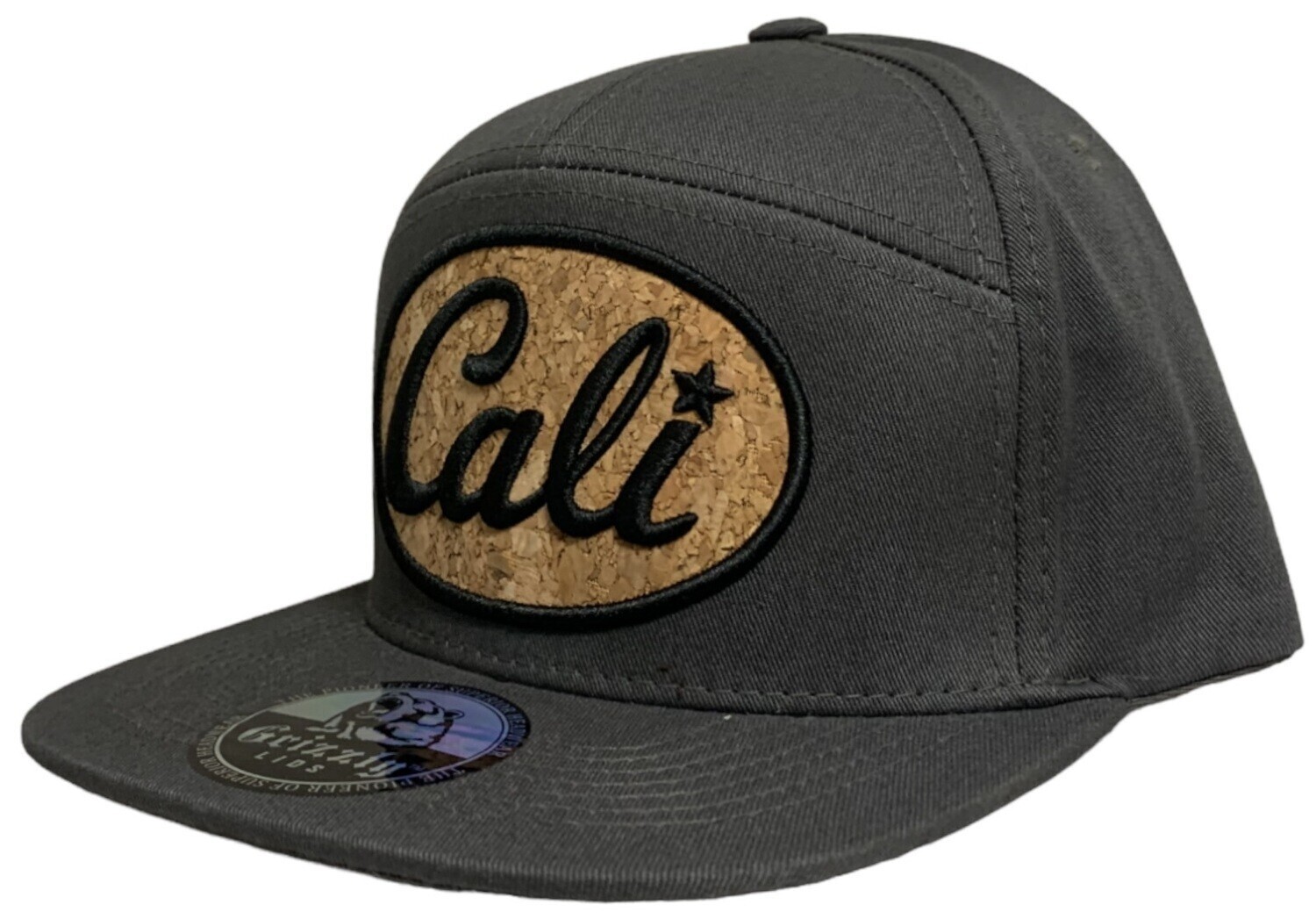 Cali Cursive Oval Cork Snapback 6 Panel Adjustable Snap Fit Hat