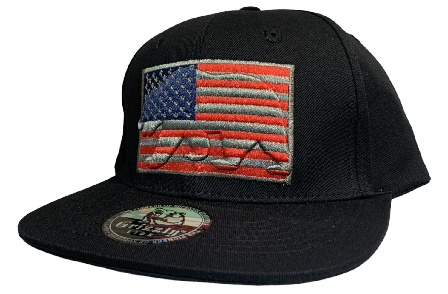 USA Flag Embroidered Bear Snapback Hat