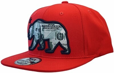 Hundred Dollar California Bear Snapback 6 Panel Adjustable Snap Fit Hat