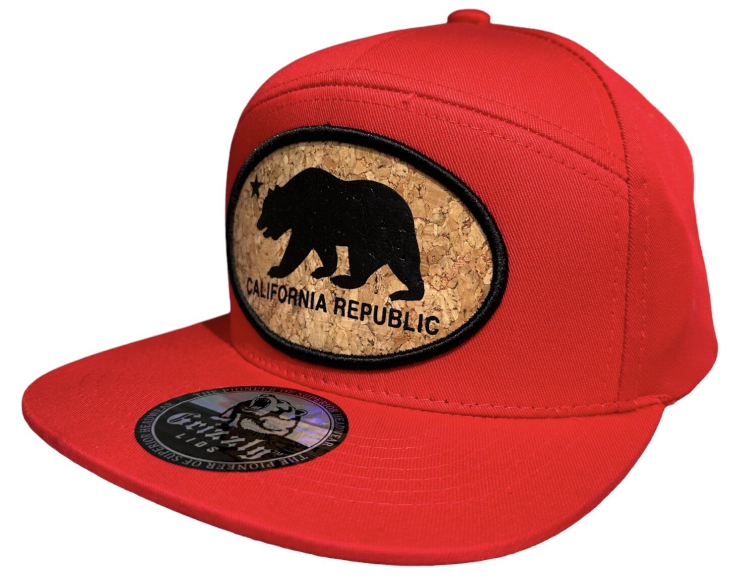 California Republic Bear Oval Cork Snapback 6 Panel Adjustable Snap Fit Hat