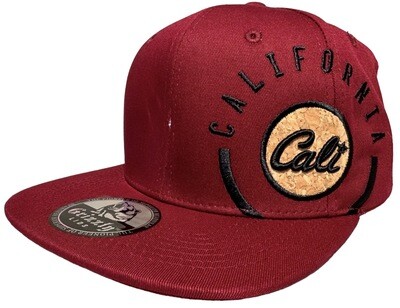 California Embroidered Map Bear Round Patch Snapback 6 Panel Adjustable Snap Fit Hat