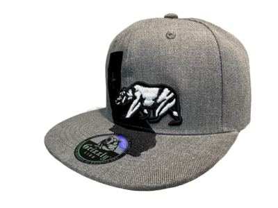 California Bear Map Embroidered Snapback 6 Panel Adjustable Snap Fit Hat