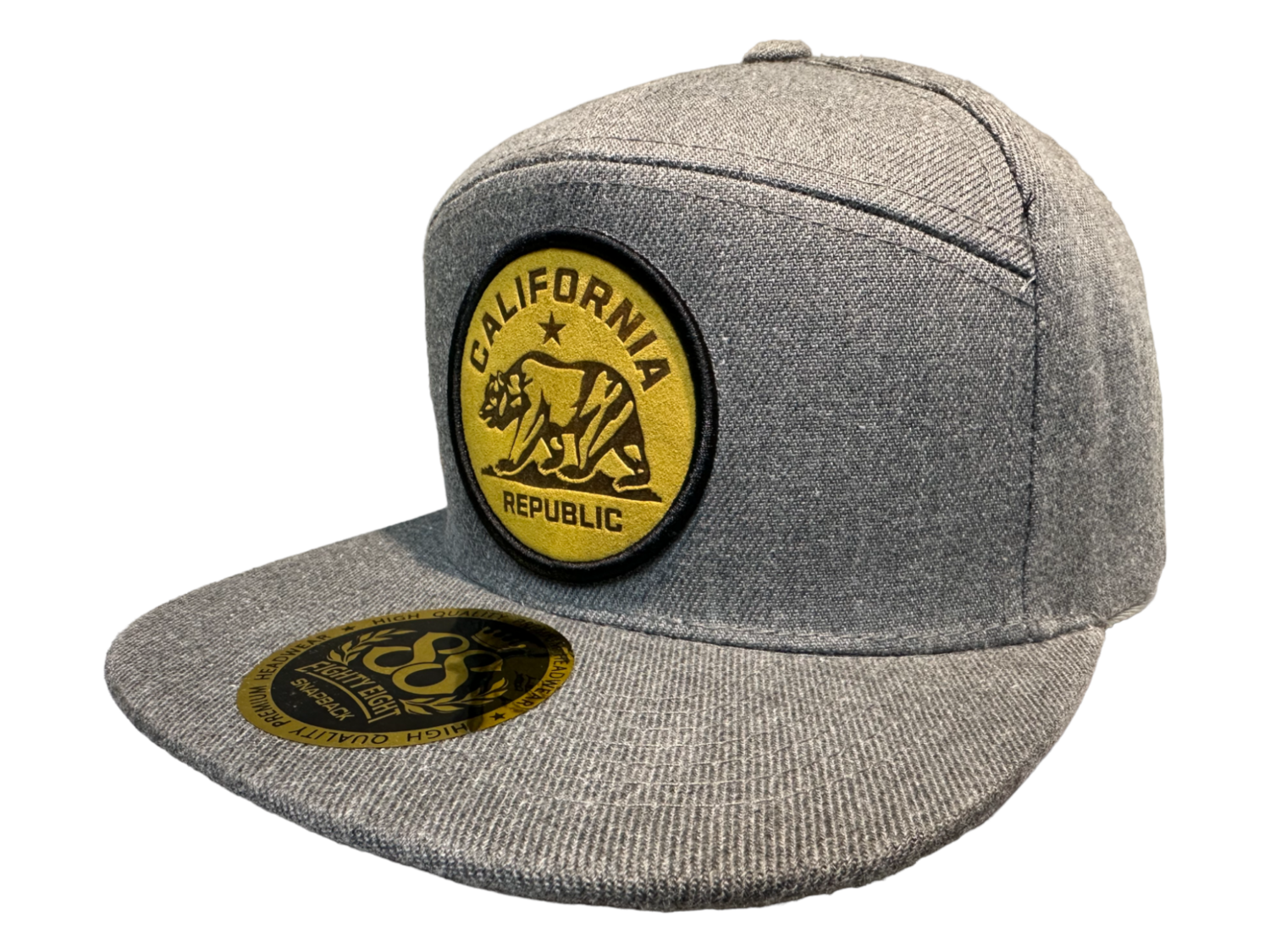 California Republic Round Patch Snapback 6 Panel Adjustable Snap Fit Hat