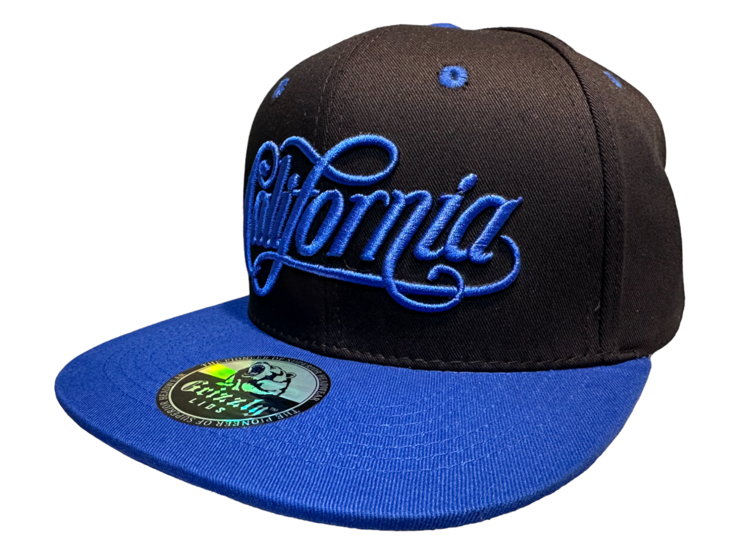 California Cursive Embroidered Snapback 6 Panel Adjustable Snap Fit Hat