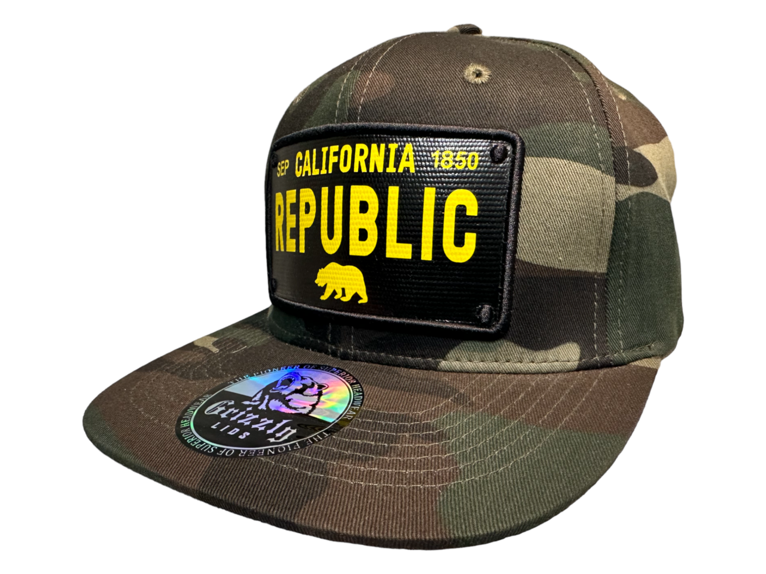 California Republic License Plate Snapback 6 Panel Adjustable Snap Fit Hat