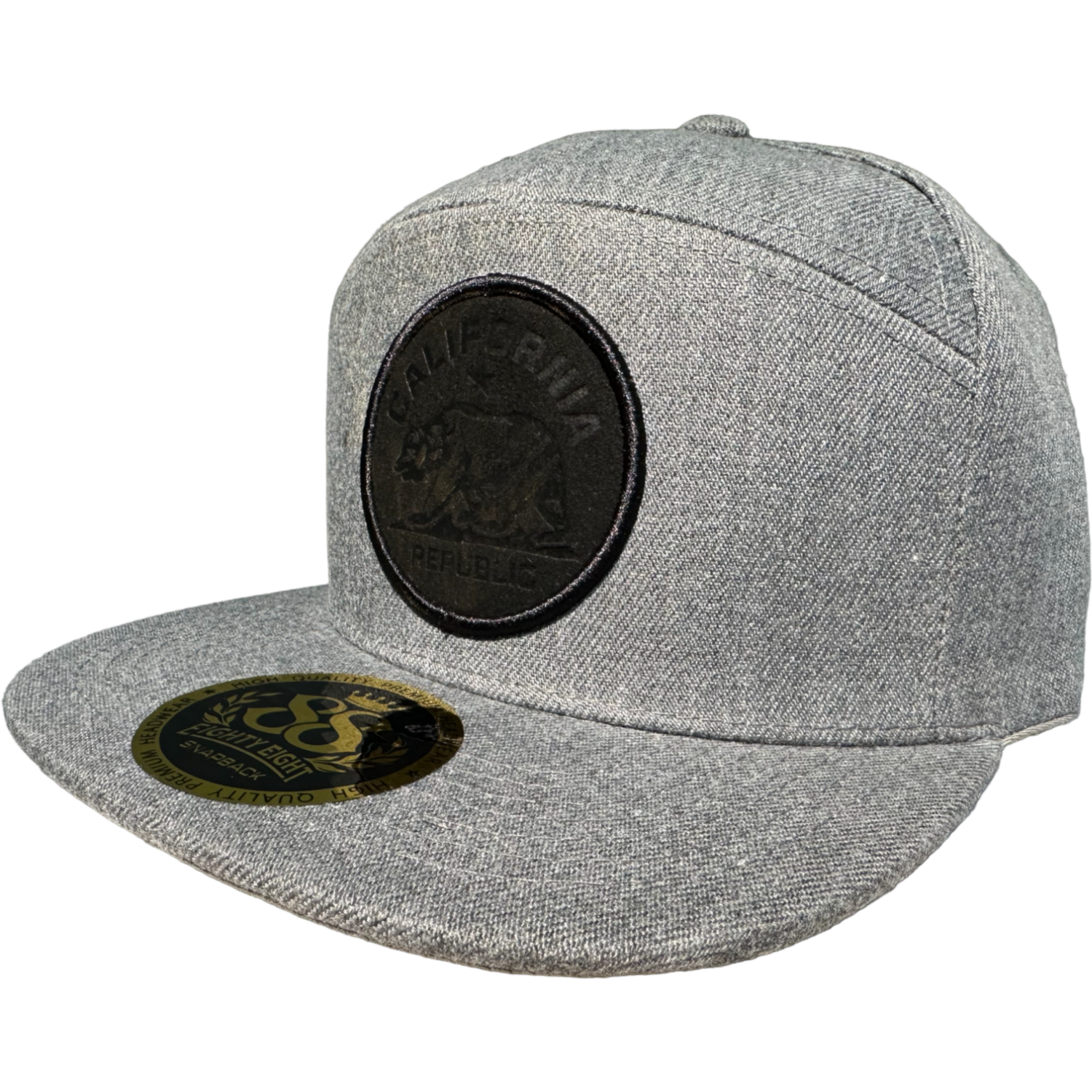 California Republic Black Patch Snapback 6 Panel Adjustable Snap Fit Hat
