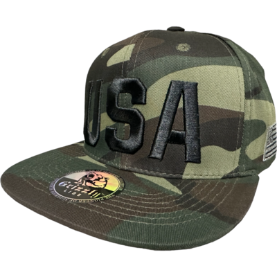 USA Embroidered Big Lettering Snapback 6 Panel Adjustable Snap Fit Hat