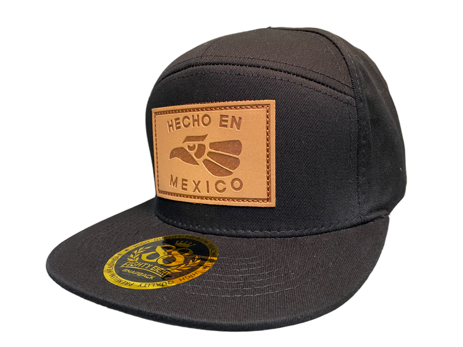 Hecho En Mexico Eagle Leather Patch Snapback 6 Panel Adjustable Snap Fit Hat