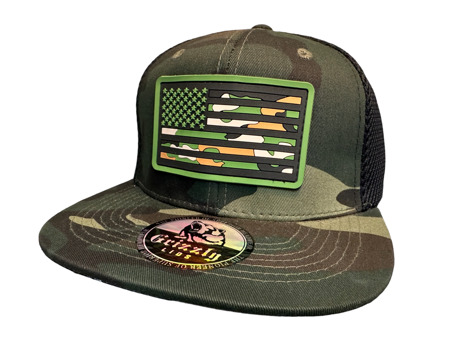 USA Rubber Flag Snapback 6 Panel Adjustable Snap Fit Hat