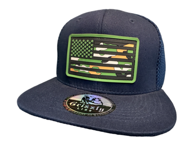 USA Rubber Flag Snapback 6 Panel Adjustable Snap Fit Hat