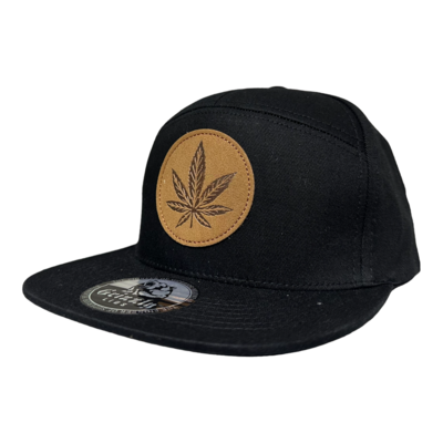 MJ Leaf Brown Patch Snapback 6 Panel Adjustable Snap Fit Hat