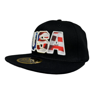 USA Flag Design Lettering Snapback 6 Panel Adjustable Snap Fit Hat