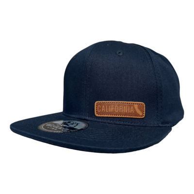 California Leather Strip Snapback 6 Panel Adjustable Snap Fit Hat