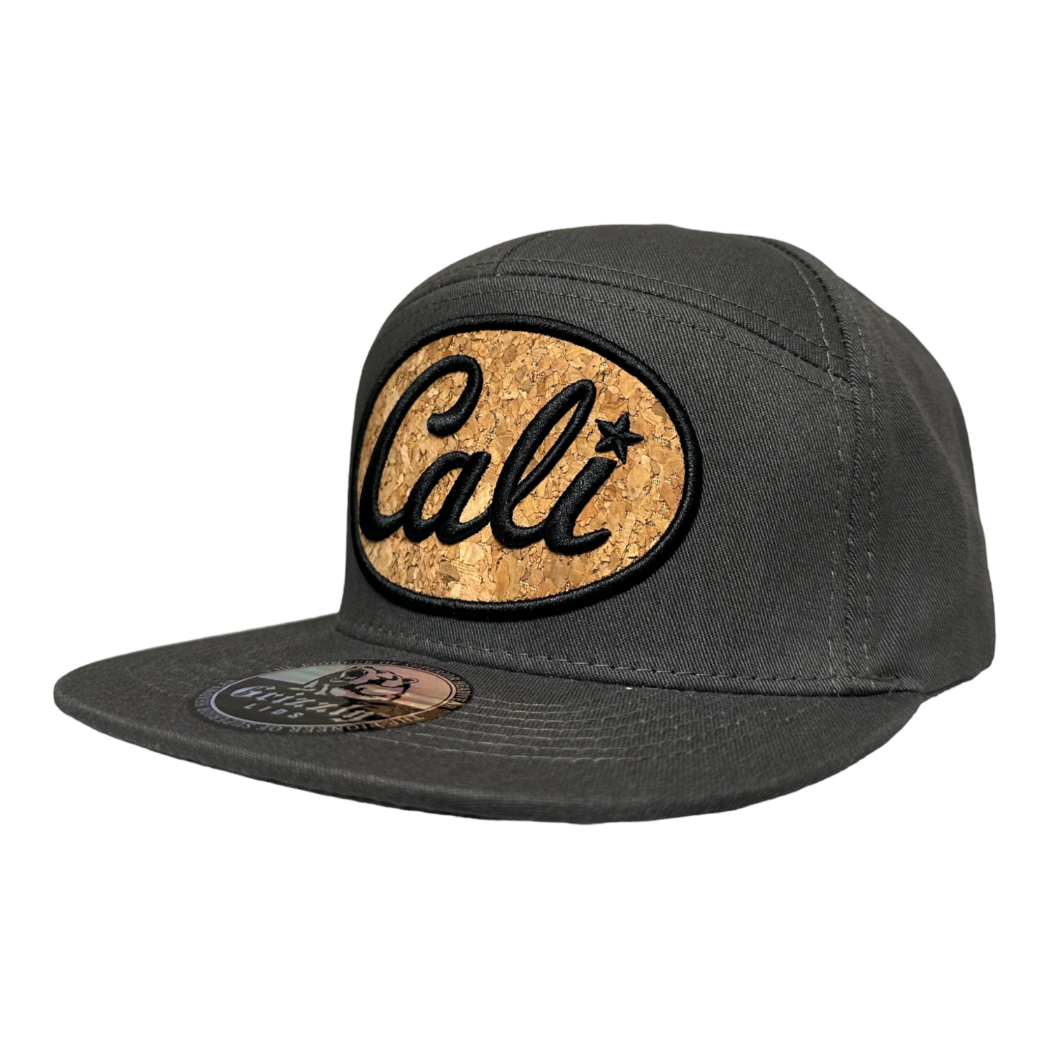 Cali Cursive Oval Cork Snapback 6 Panel Adjustable Snap Fit Hat