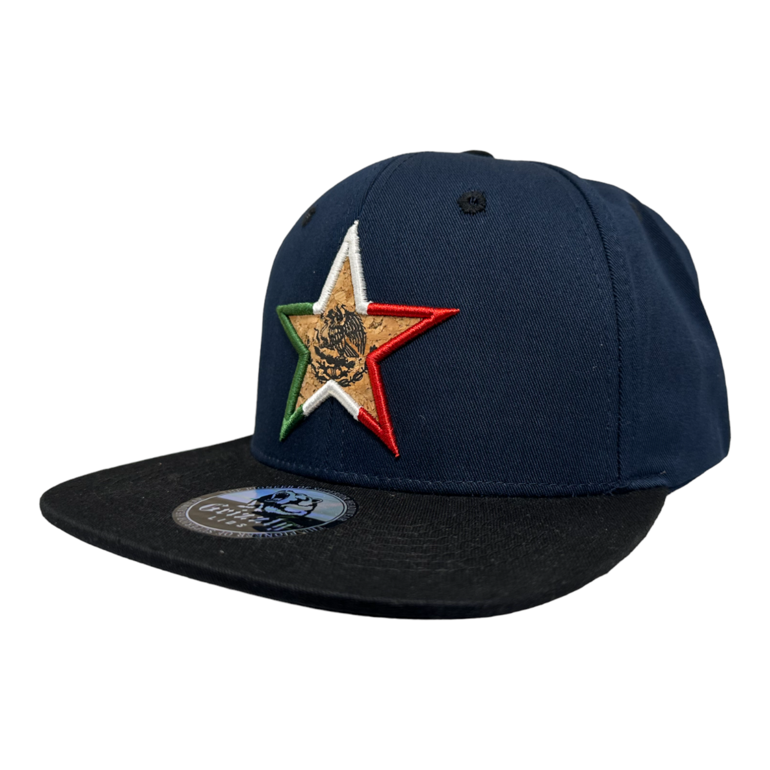 Mexico Flag Star Cork Patch Snapback 6 Panel Adjustable Snap Fit Hat