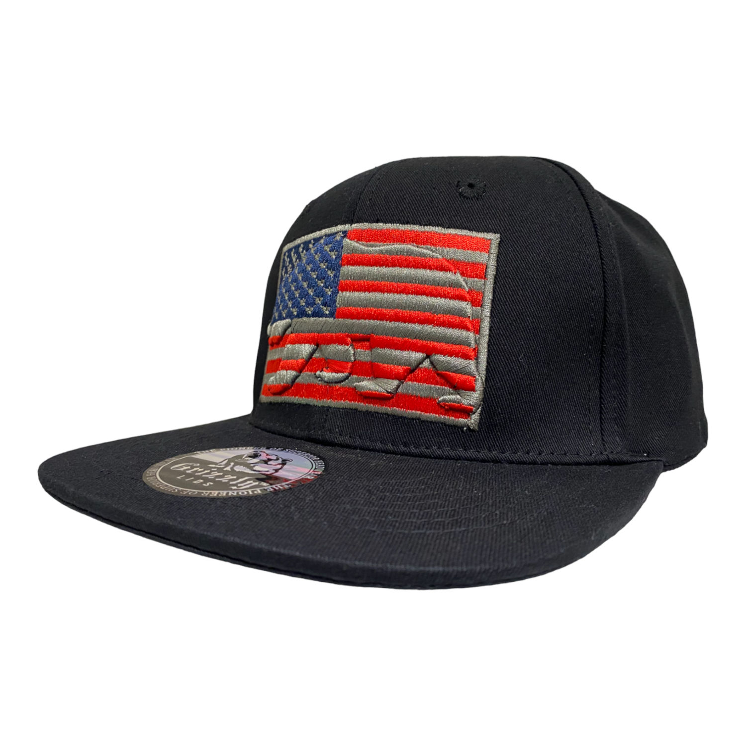 USA Flag Embroidered Bear Snapback 6 Panel Adjustable Snap Fit Hat