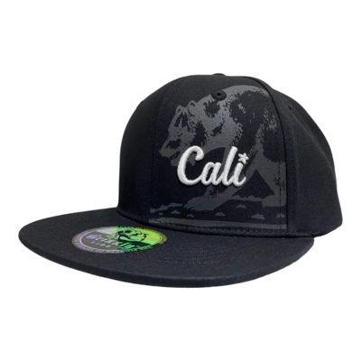 Cali Embroidered Bear Silhouette Snapback 6 Panel Adjustable Snap Fit Hat