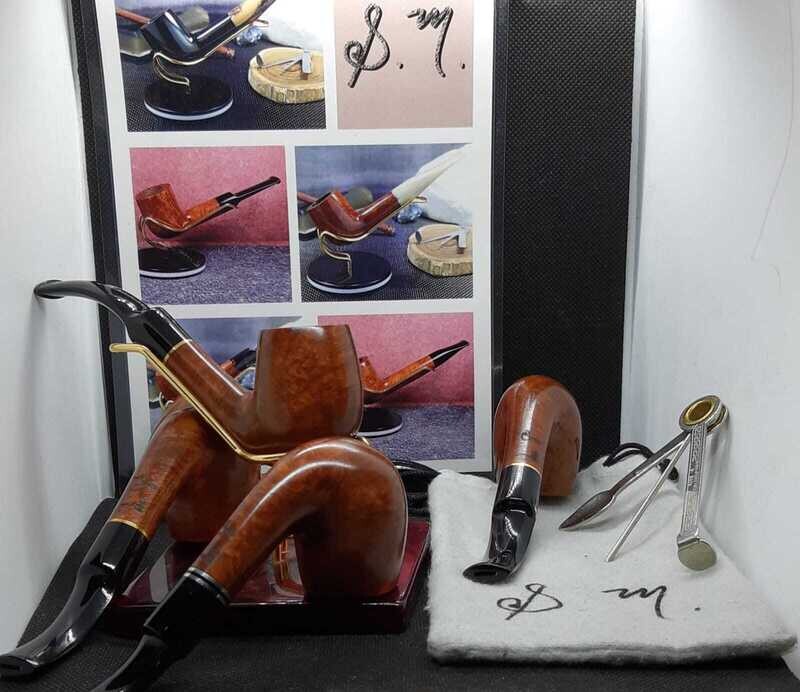 Pipe NUOVE bent lisce in erica modello classico REGALO curapipe S.M.PIPE new pipes