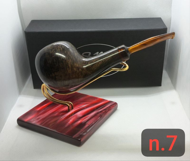 Pipa NUOVA ball liscia half bent free hand made, REGALO curapipe, S.M.PIPE new pipes