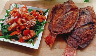 Fried Tilapia with ensaladang gulay
