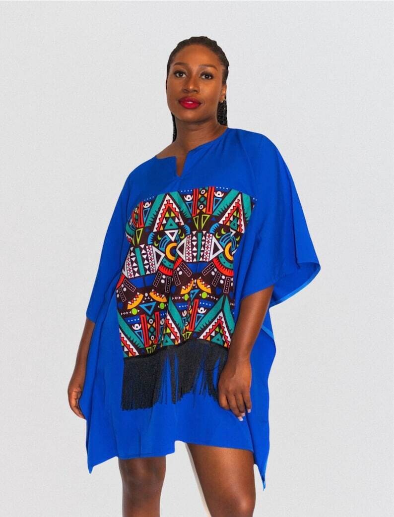 Short Kente Fringe Bubu gown
