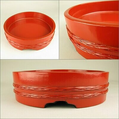 Wooden total vermilion lacquer tub 27 cm