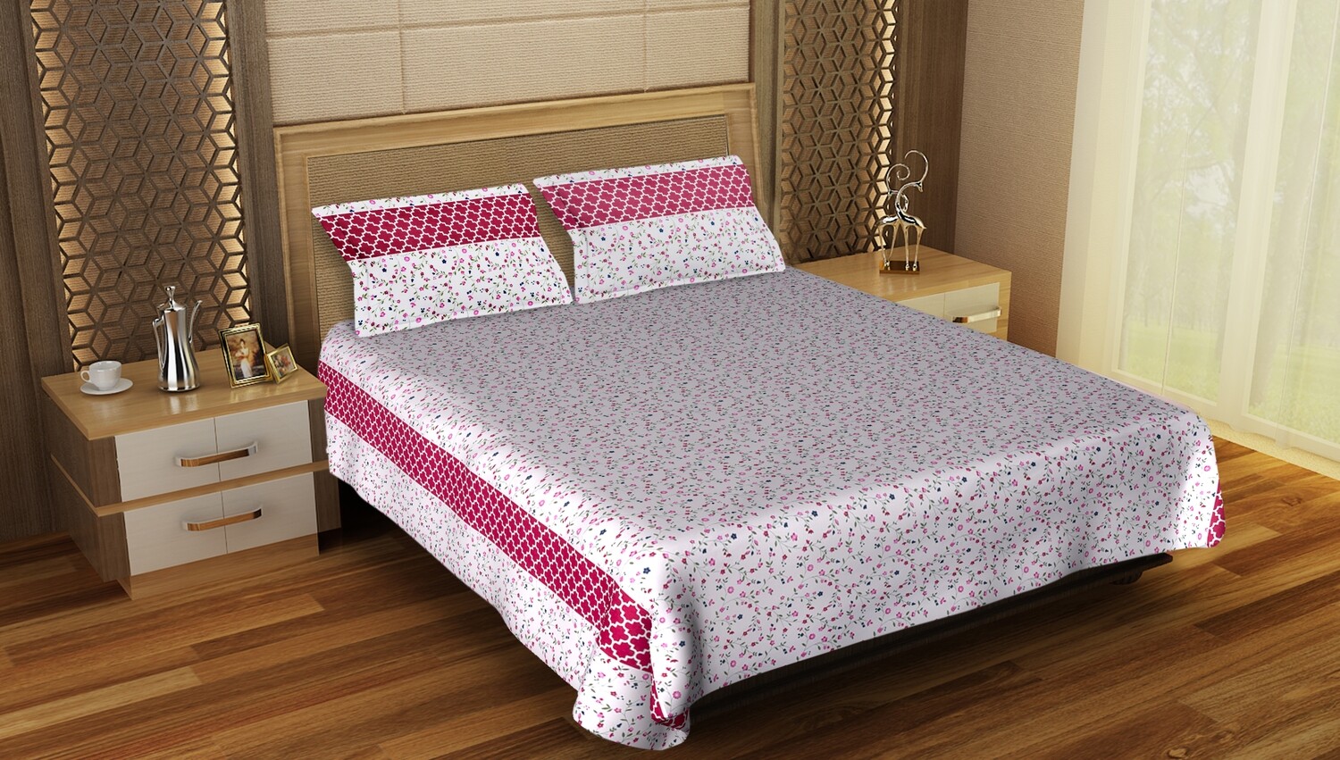 Bajaj double bed sheet export quality with 2 pillow cover