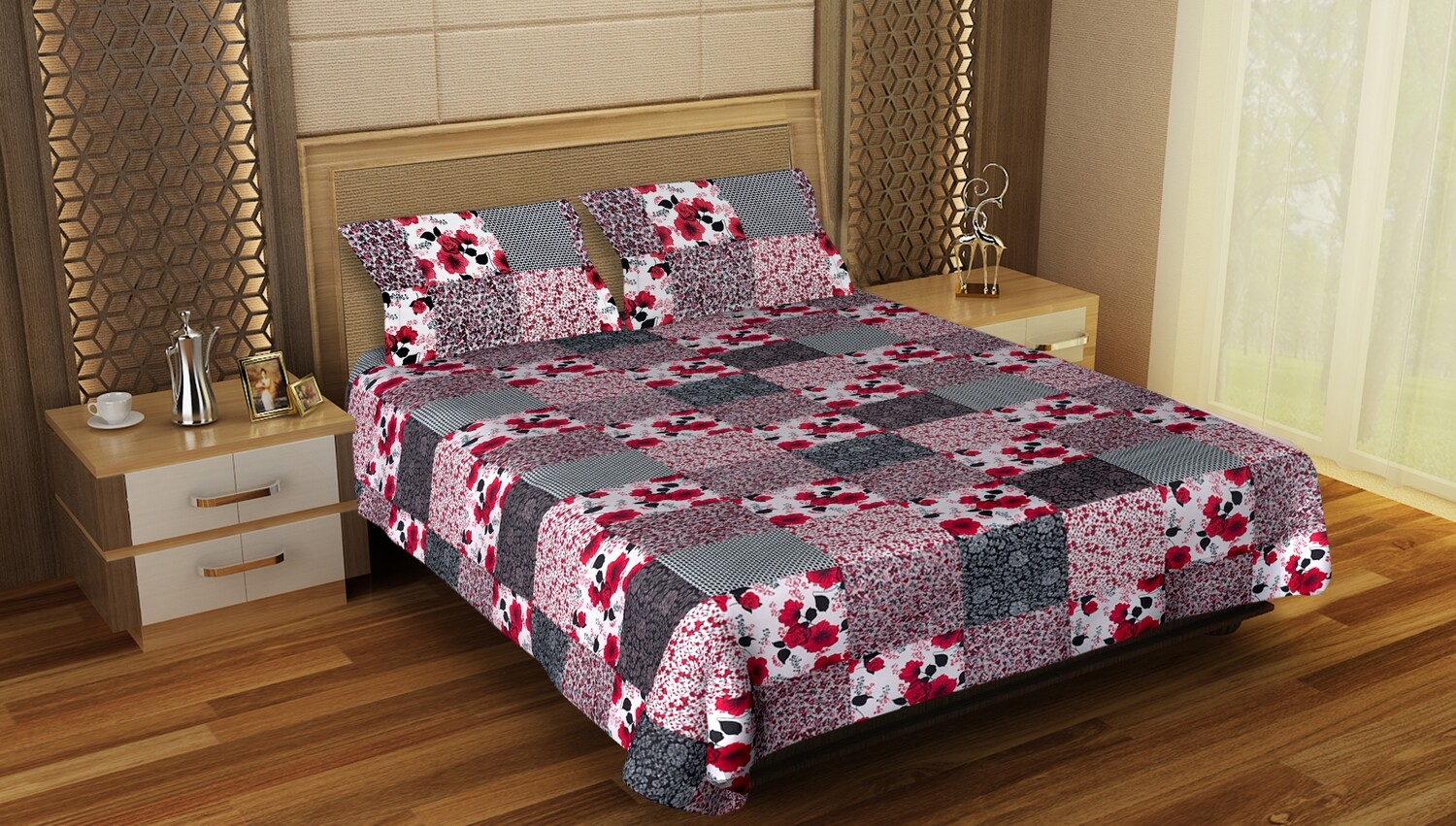 Rgl bajaj double bed king size export quality bedsheet with 2 pillow cover