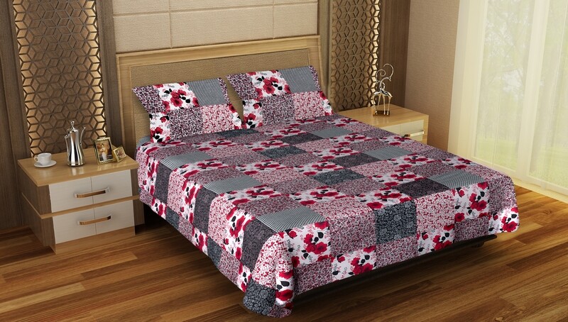 Rgl bajaj double bed king size export quality bedsheet with 2 pillow cover