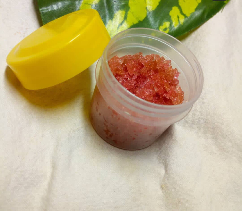 Pink strawberry vegan lipscrub