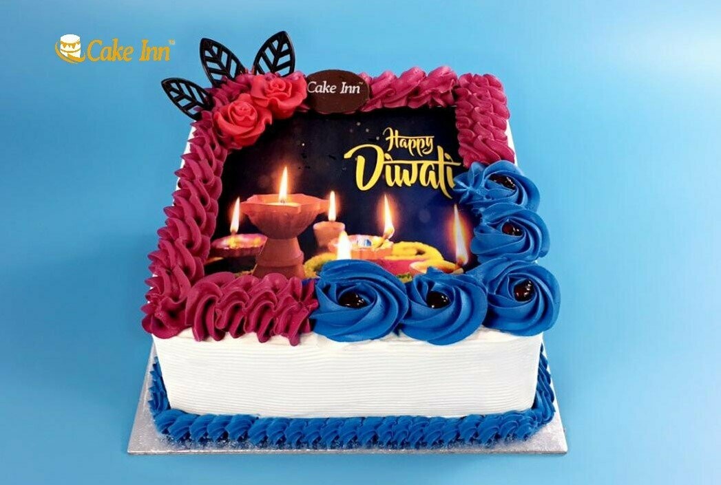 Red & Blue Diwali cake