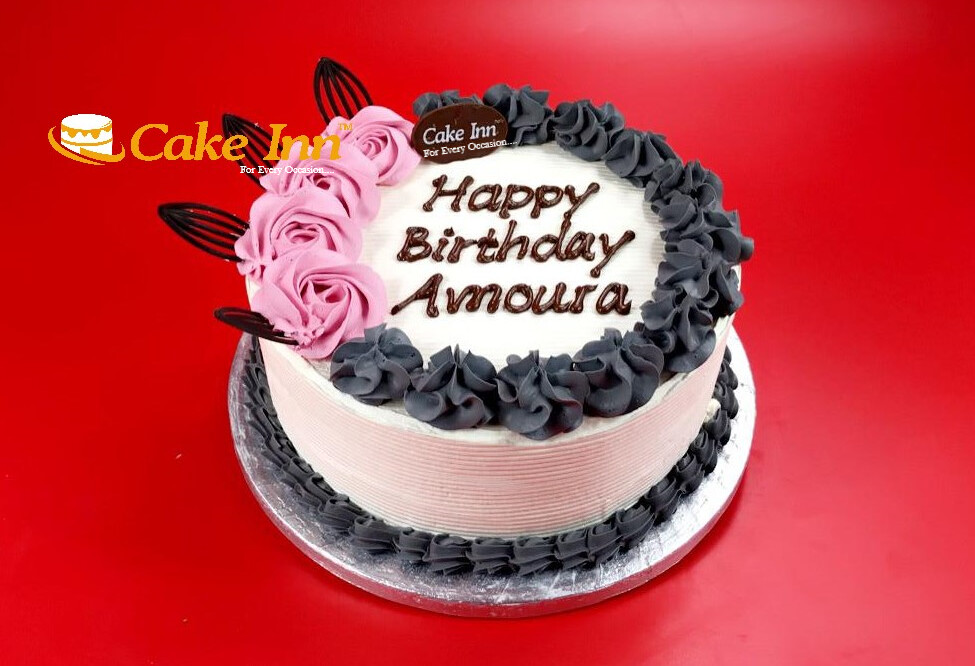 Pink Grey Flowers Birthday Cake Pink Grey Flowers Birthday Cake