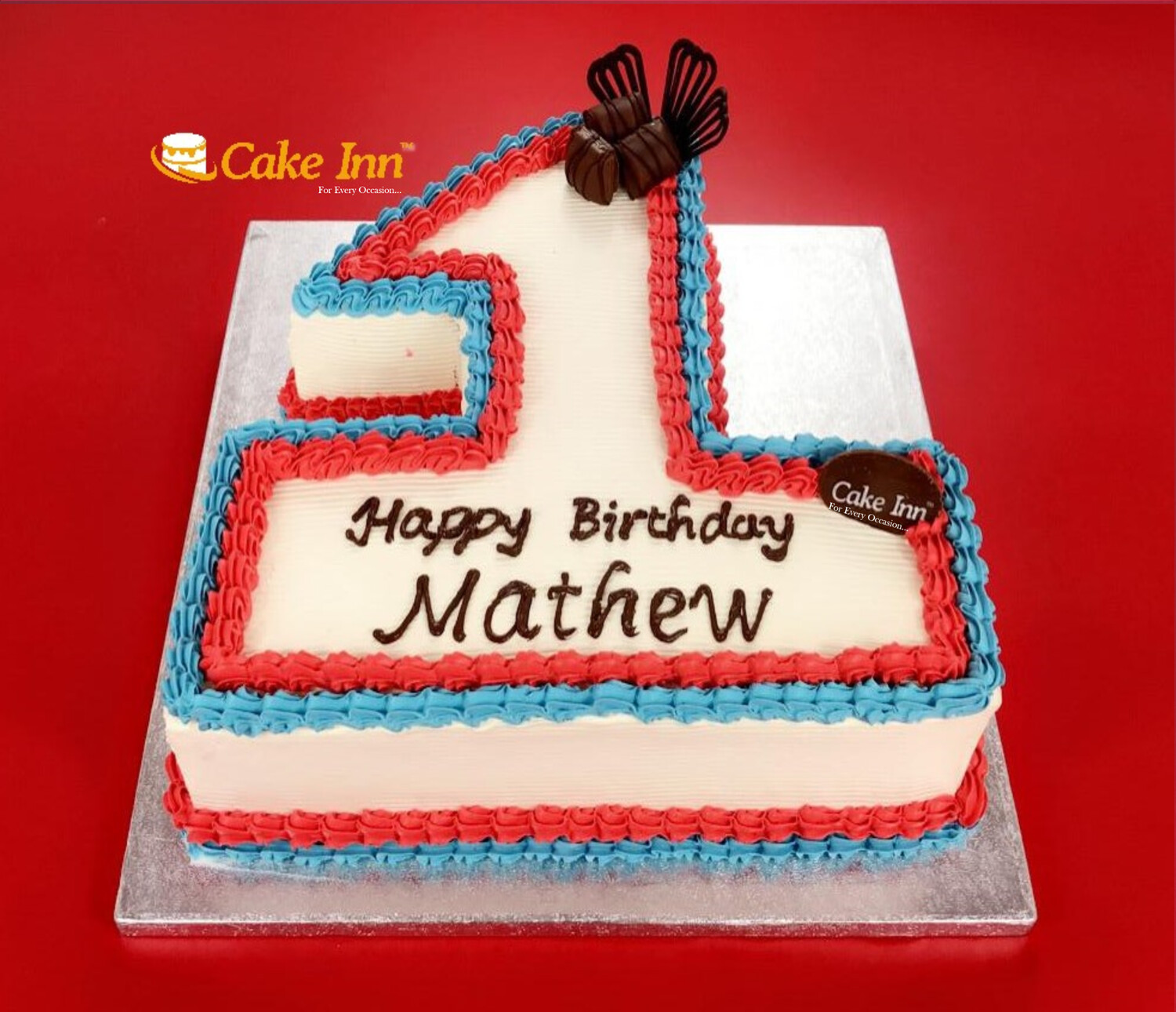Red & Blue Number Cake N501
