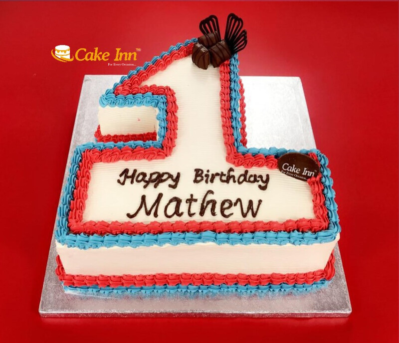 Red & Blue Number Cake N501
