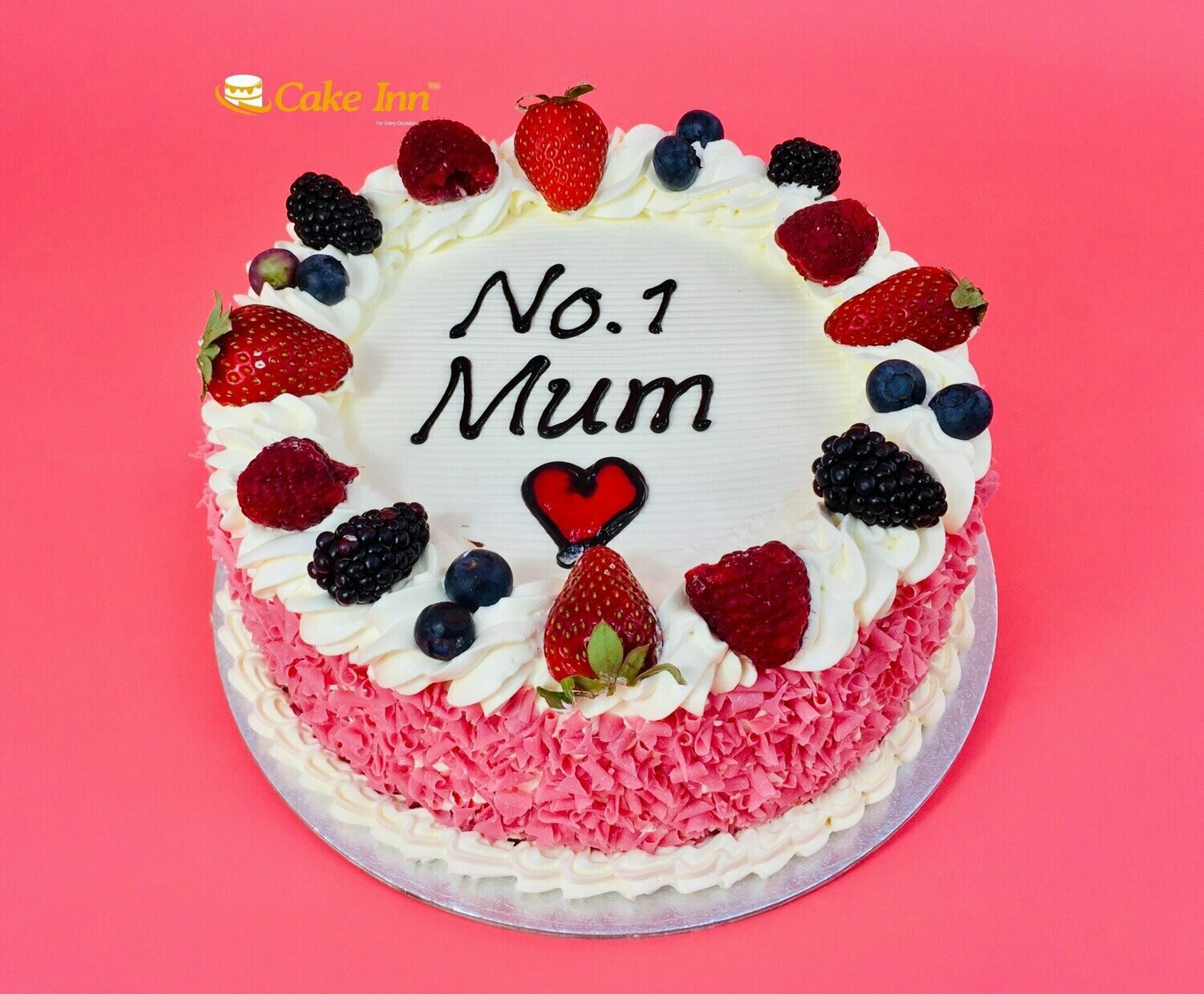 Mother's Day Cake Fresh Berries With Strawberry's Curls On side