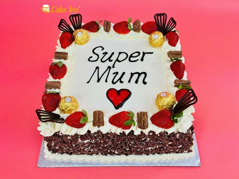 Mother's Day Cake Ferrero & Strawberry's With Chocolate Curls On Side Mother's Day Cake Ferrero & Strawberry's With Chocolate Curls On Side