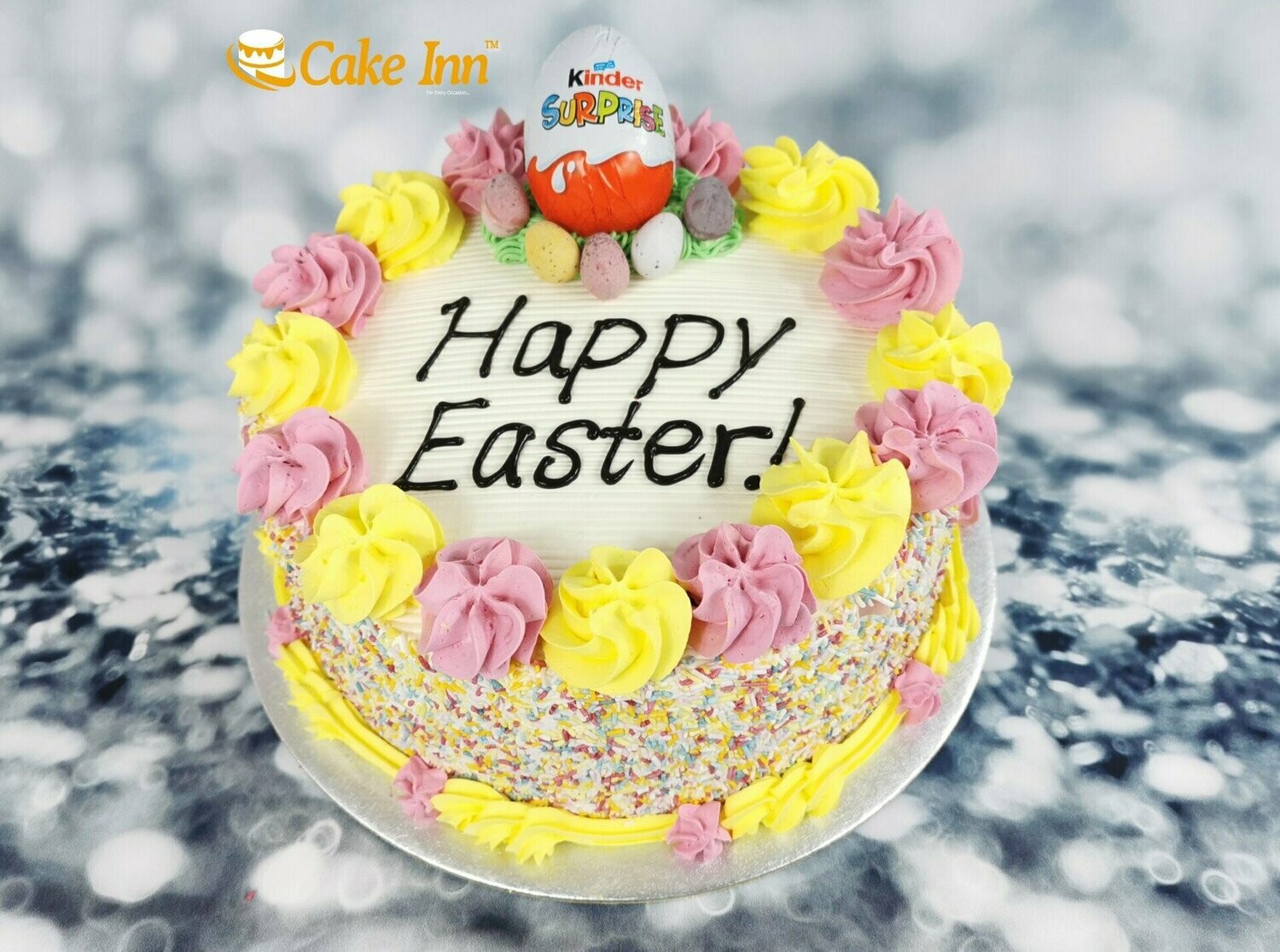 Kinder Surprise Egg On Top With Sprinkles On Side Easter Cake