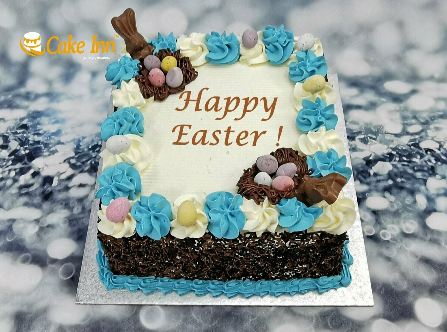 Easter Cake With Easter Eggs on top With Chocolate Sprinkle on Side