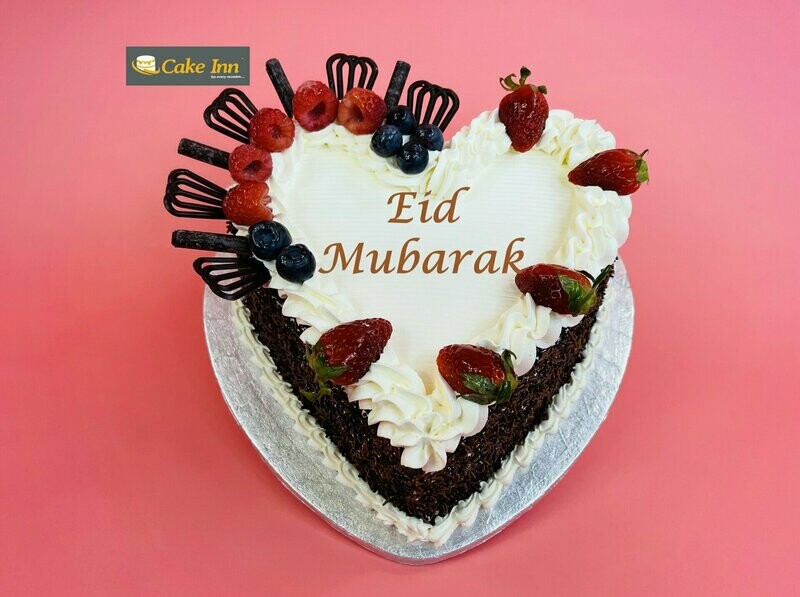 Strawberry & Raspberry With Chocolate Sprinkles On Side Heart Eid Cake