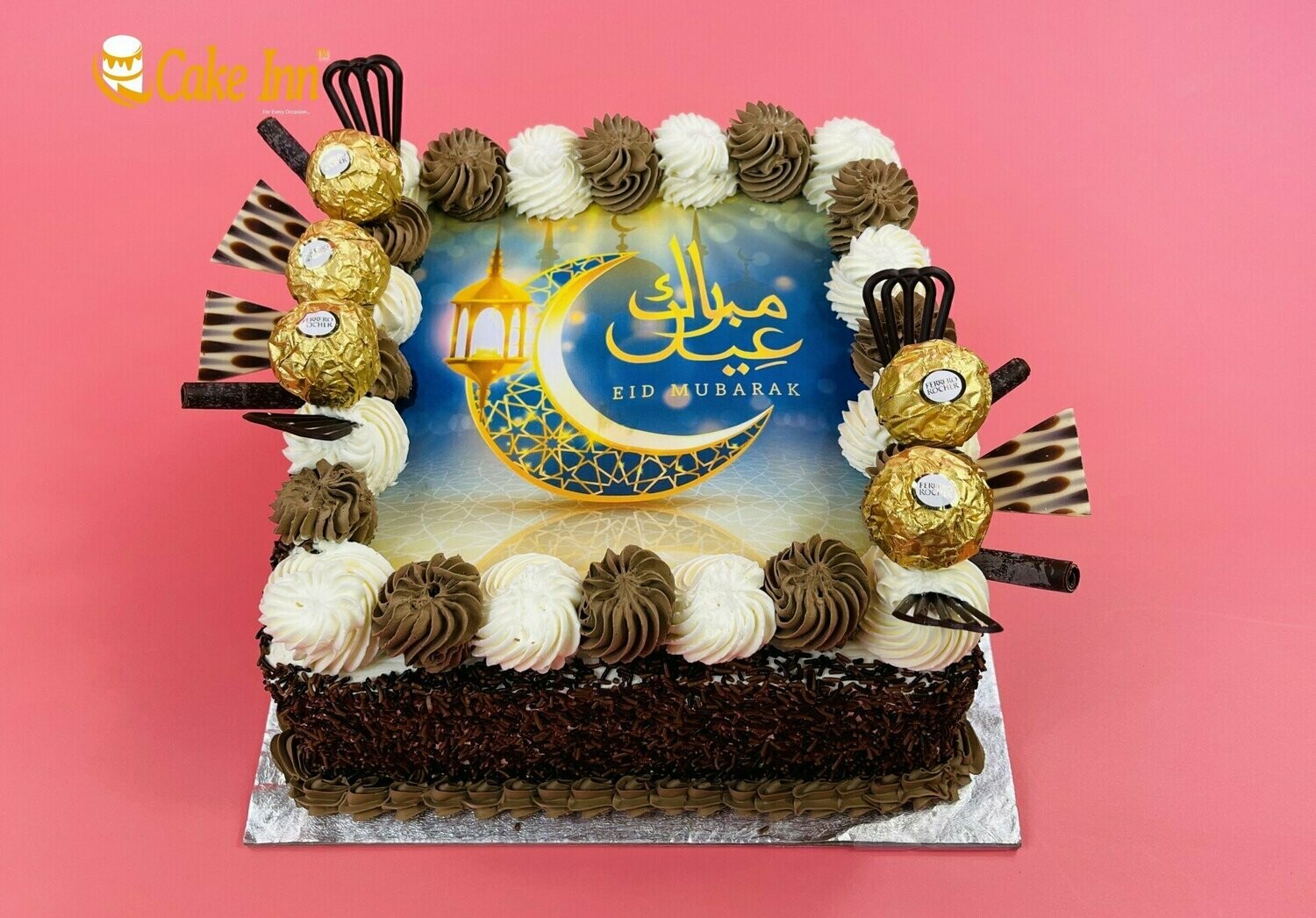Ferrero With Chocolate Sprinkles On Side Eid Cake
