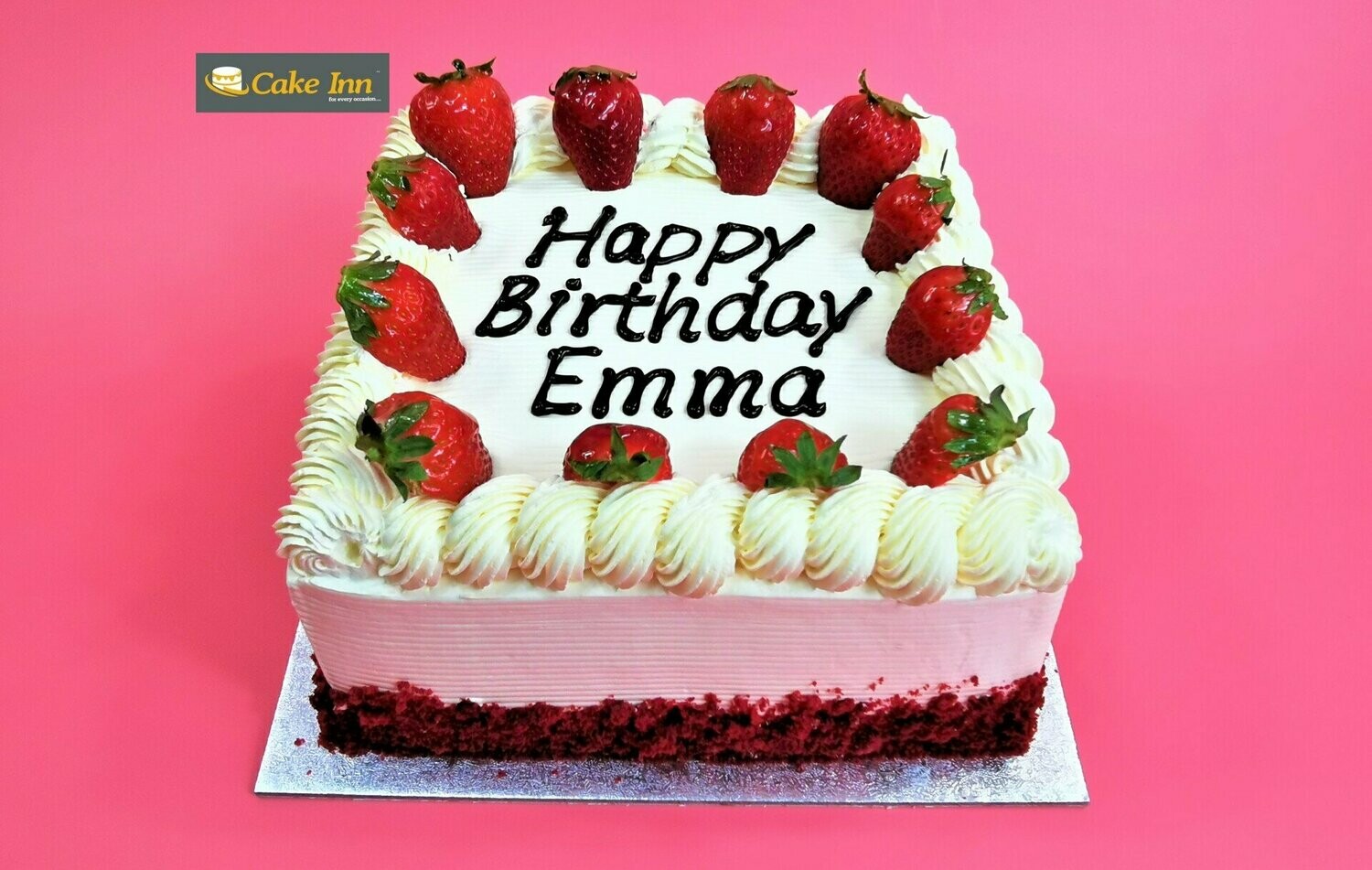 Full Strawberry's With Crumbs  On Side Red velvet Cake RV319