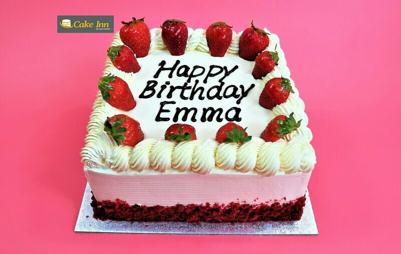 Full Strawberry's With Crumbs  On Side Red velvet Cake RV319