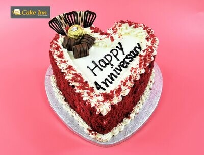 Ferrero & Bueno With Red Velvet Crumbs On Side Red Velvet Heart Cake RV925