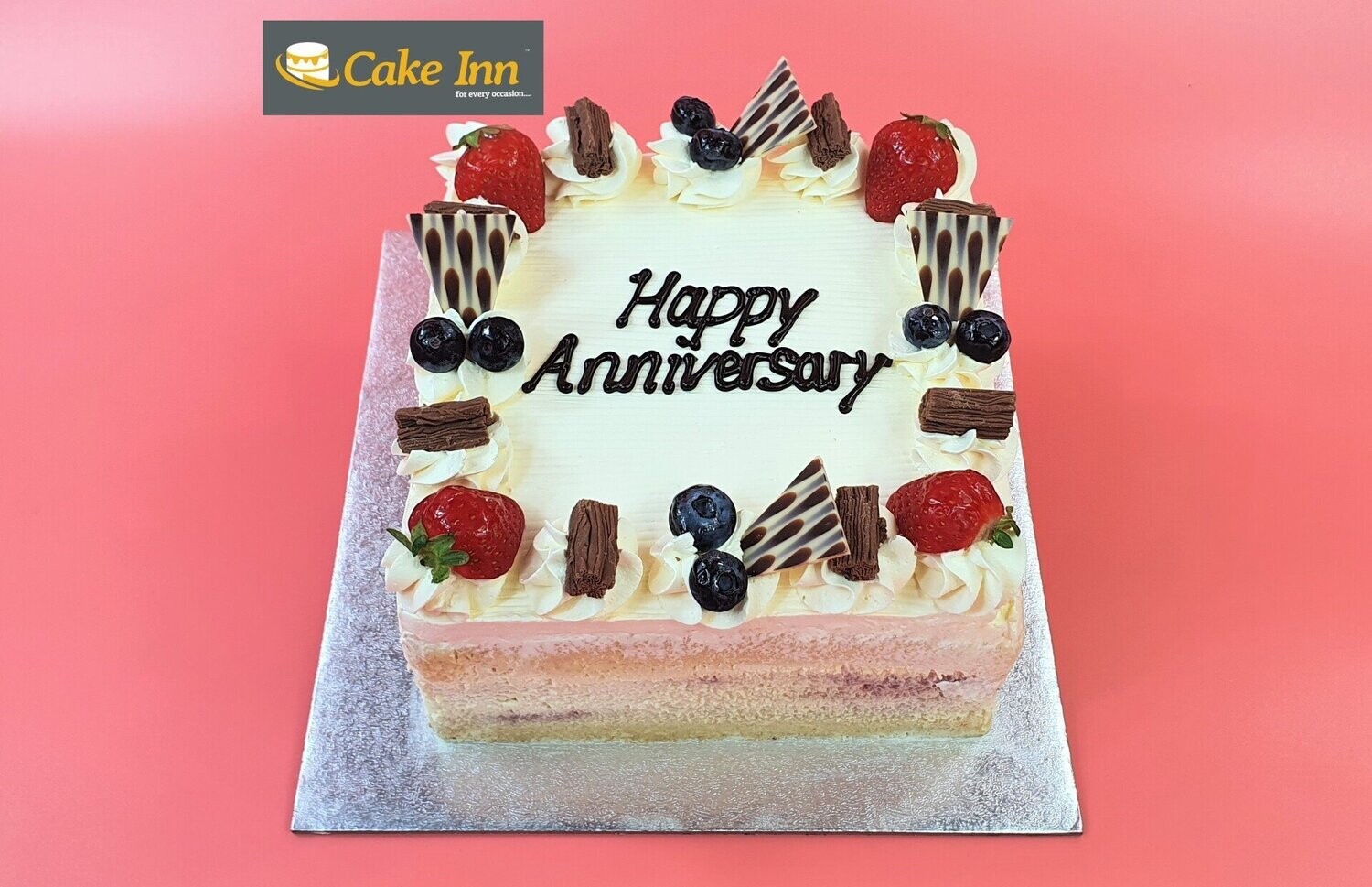 Strawberry & Flake Naked Birthday Cake S344