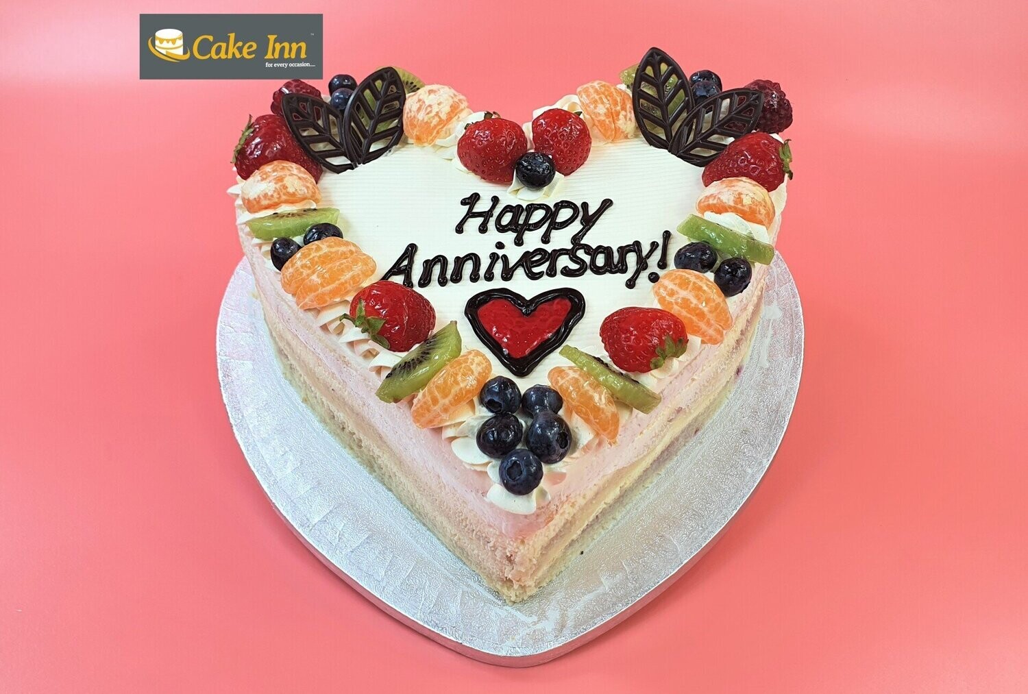 Full Fruits Naked Heart Celebration Cake