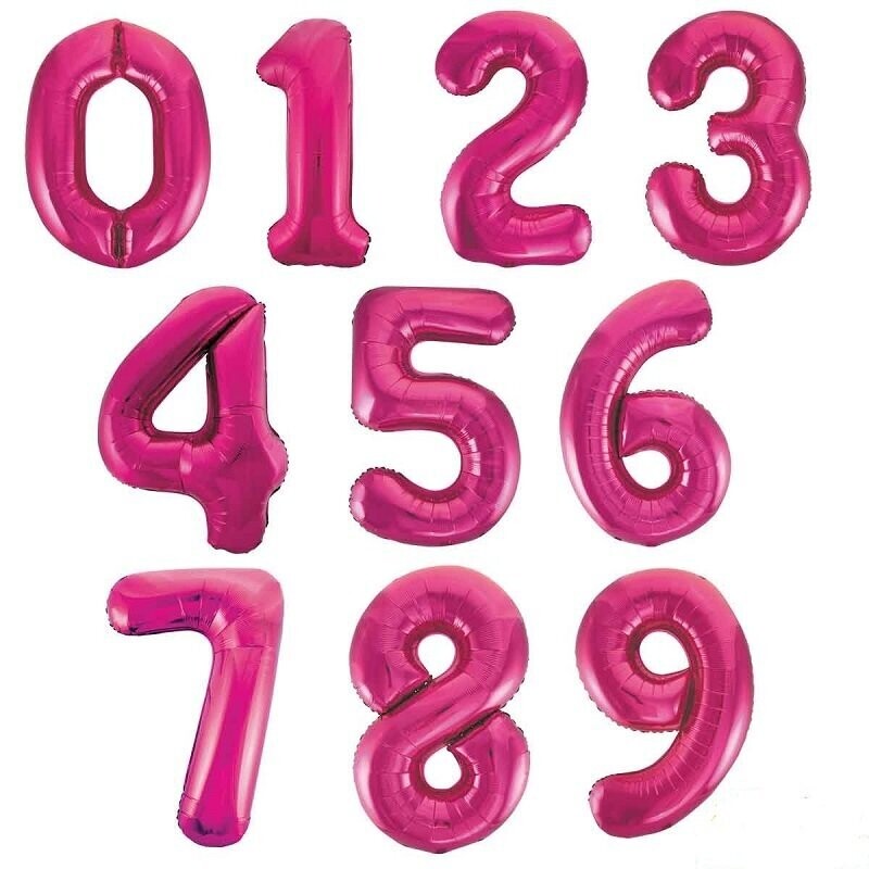 Pink 34" Number Foil Balloon Including Helium & Weight