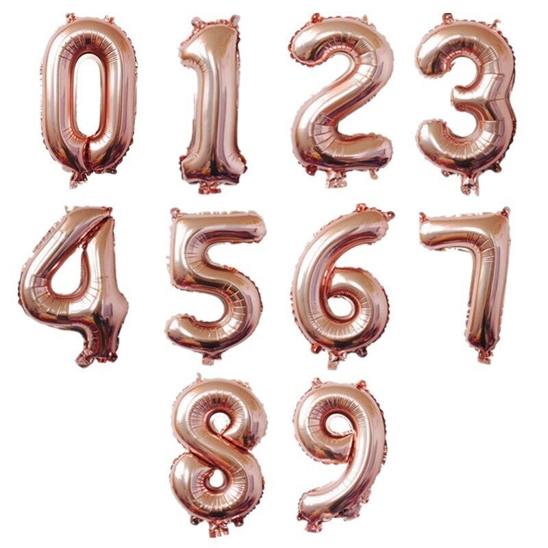 Rose Gold 34" Number Foil Balloon Including Helium & Weight