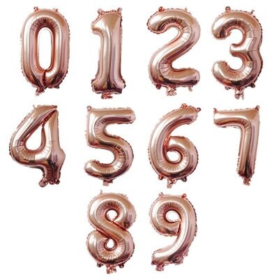 Rose Gold 34" Number Foil Balloon Including Helium & Weight
