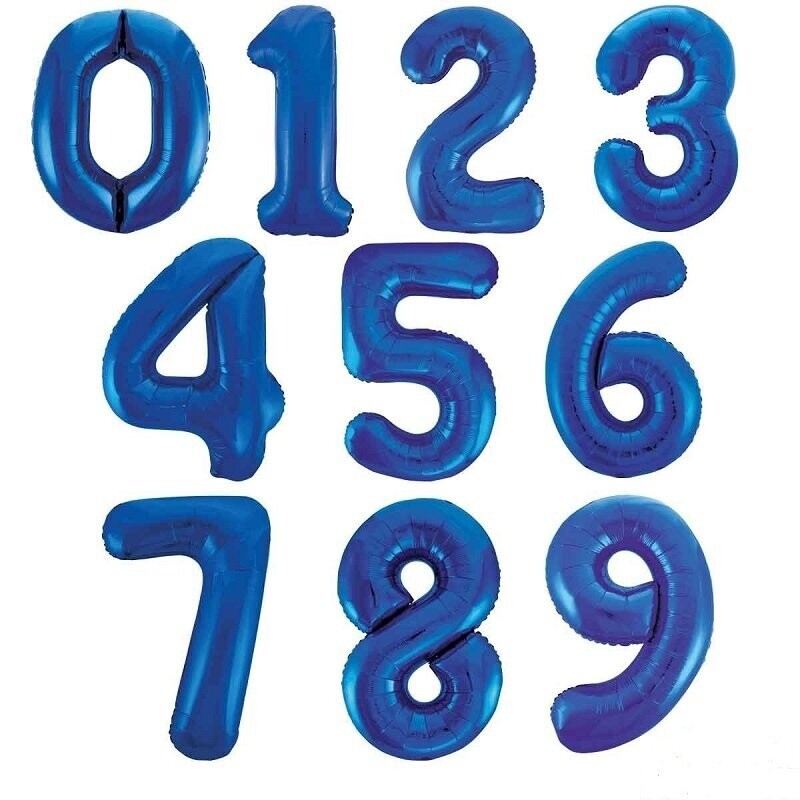 Blue 34" Number Foil Balloon Including Helium & Weight